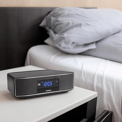 AIWA Exos Home Speaker, Premium 30W RMS Sound System with CD Player, Bluetooth Connectivity, FM Radio, Optical Digital Input, Dual 1” Tweeters + Dual 2” Bass Units, IR Remote Control