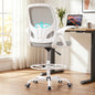 Kensaker Drafting Chair Tall Office Chair, Ergonomic Standing Desk Chair with Adjustable Foot Ring and Flip-up Armrests, Mesh Computer Chair for Art Studio, 300 LBS, Gray