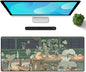 Galdas Gaming Mouse Pad XXL XL Large Long Extended Big Mousepad Non-Slip Rubber Keyboard Mouse Pad with Stitched Edges for Laptop Home Office (31.5x11.8x0.08 Inch) … (Green Window)