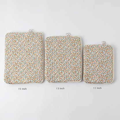 Puffy Laptop Sleeve 13-15.6 Inch Cute Quilted Laptop Protective Case Padded Floral Computer Sleeve for MacBook (B-Yellow, 11 Inch)