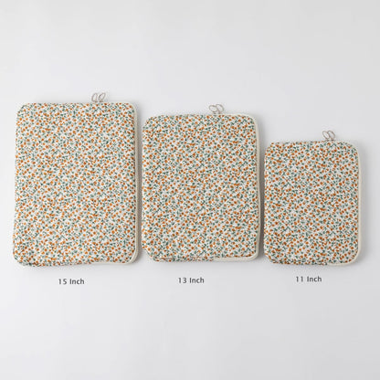 Puffy Laptop Sleeve 13-15.6 Inch Cute Quilted Laptop Protective Case Padded Floral Computer Sleeve for MacBook (B-Yellow, 13 Inch)