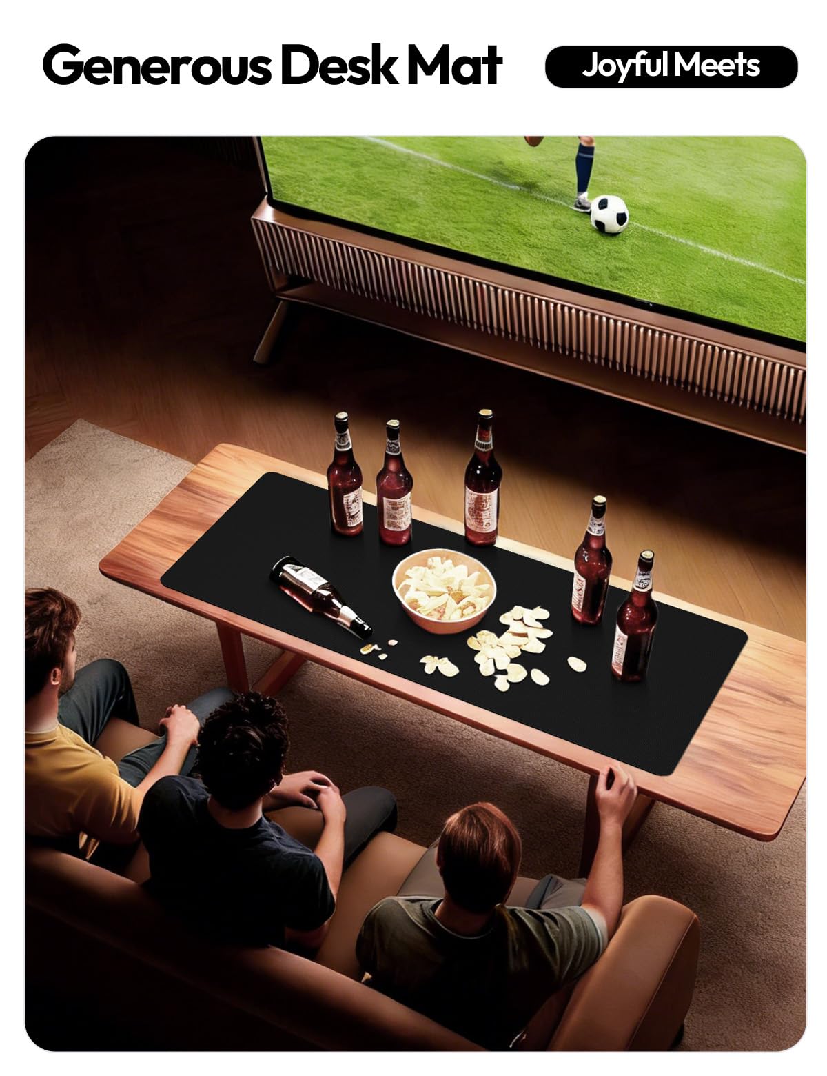 YSAGi Large Extended PU Leather Desk Pad Protector – Non-Slip Waterproof Desk Mat for Office & Home, Easy Clean Mouse Pad & Laptop Writing Blotter 35.4"x17" Black