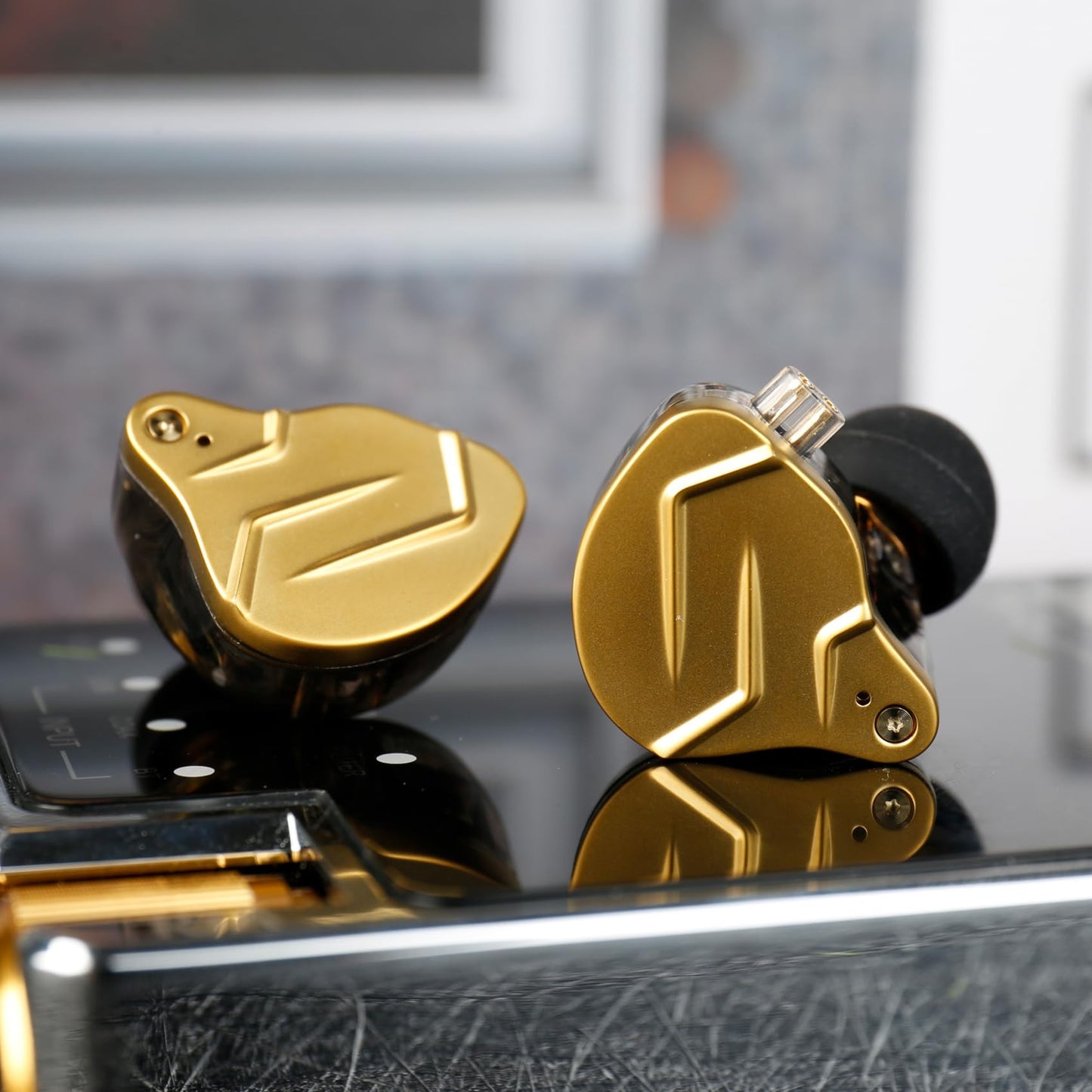 KZ ZSN PRO X in Ear Monitor Headphones Gaming Earbuds, High Fidelity Wired Earbuds, Hybrid Dual Driver IEMS Earphones with 1BA 1DD Detachable Tangle-Free Cable for Computer Tablet (Gold, with Mic)