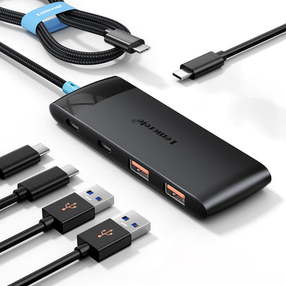 Lemorele USB C Hub 5-in-1 10Gbps, 2 USB A & 2 C Data Ports, 23.6in Cable
