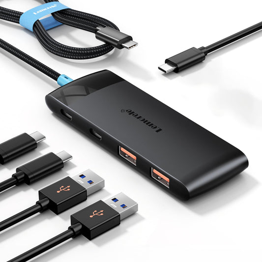 Lemorele USB C Hub 5-in-1 10Gbps, 2 USB A & 2 C Data Ports, 23.6in Cable