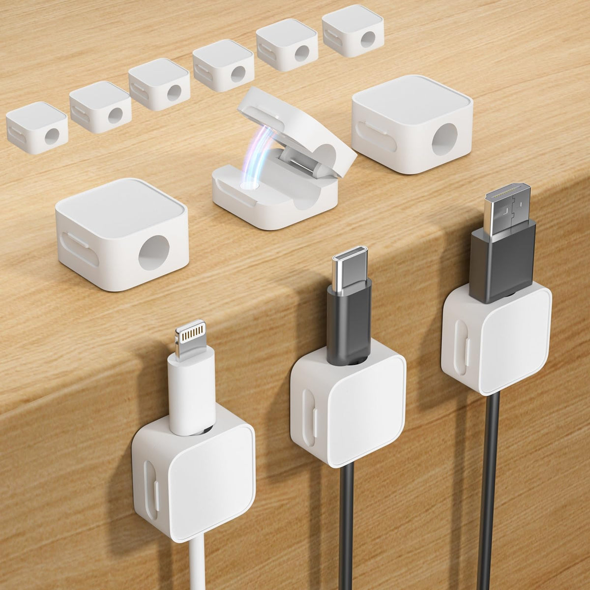 9 Black Magnetic Cable Clips