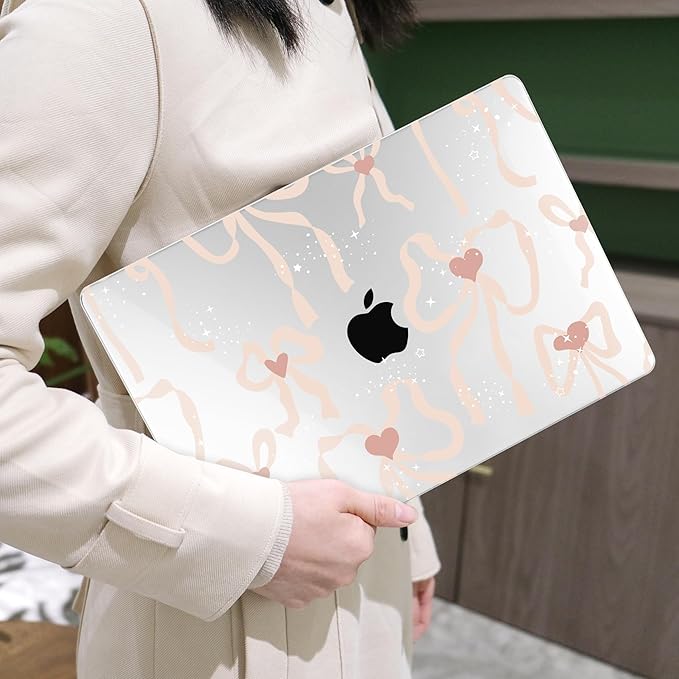 MEEgoodo Case for M4/M3/M2 MacBook Air 13.6 inch Case 2025 2024 2022, Fit Model A3240/A3113/A2681, Hard Shell with Keyboard Cover Compatible with MacBook Air 13 inch, Aesthetic Coquette Ribbon Bow