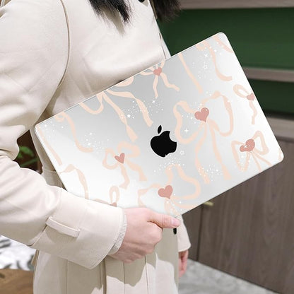 MEEgoodo Case for M4/M3/M2 MacBook Air 13.6 inch Case 2025 2024 2022, Fit Model A3240/A3113/A2681, Hard Shell with Keyboard Cover Compatible with MacBook Air 13 inch, Aesthetic Coquette Ribbon Bow