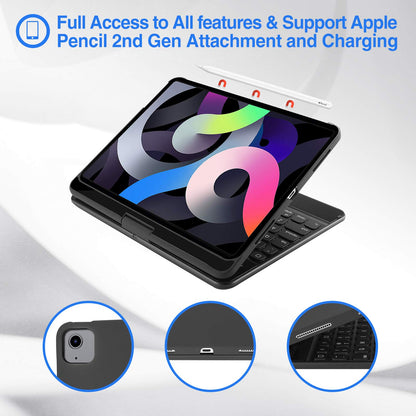 ProCase 360°Swivel Wireless Keyboard Case for iPad Air/Pro 11"/10.9", Black