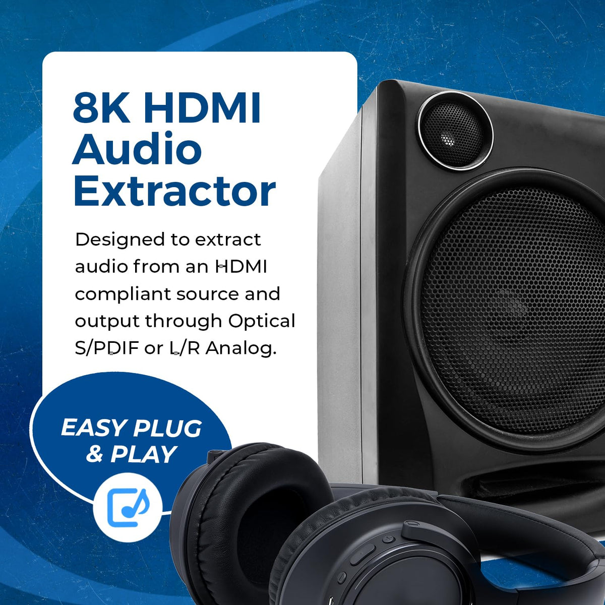 OREI 8K@60Hz 48Gbps HDMI Audio Extractor, SPDIF & 3.5mm, ARC, HDCP 2.3, CEC