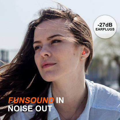 Ear Plugs for Sleeping Noise Reduction Reuseable, Concerts, Focus, Travel, Work, High Fidelity – 7 Pairs Eartips – Flexible Soft – Touch – NRR of 24 and 27 dB Noise Cancelling (Red)