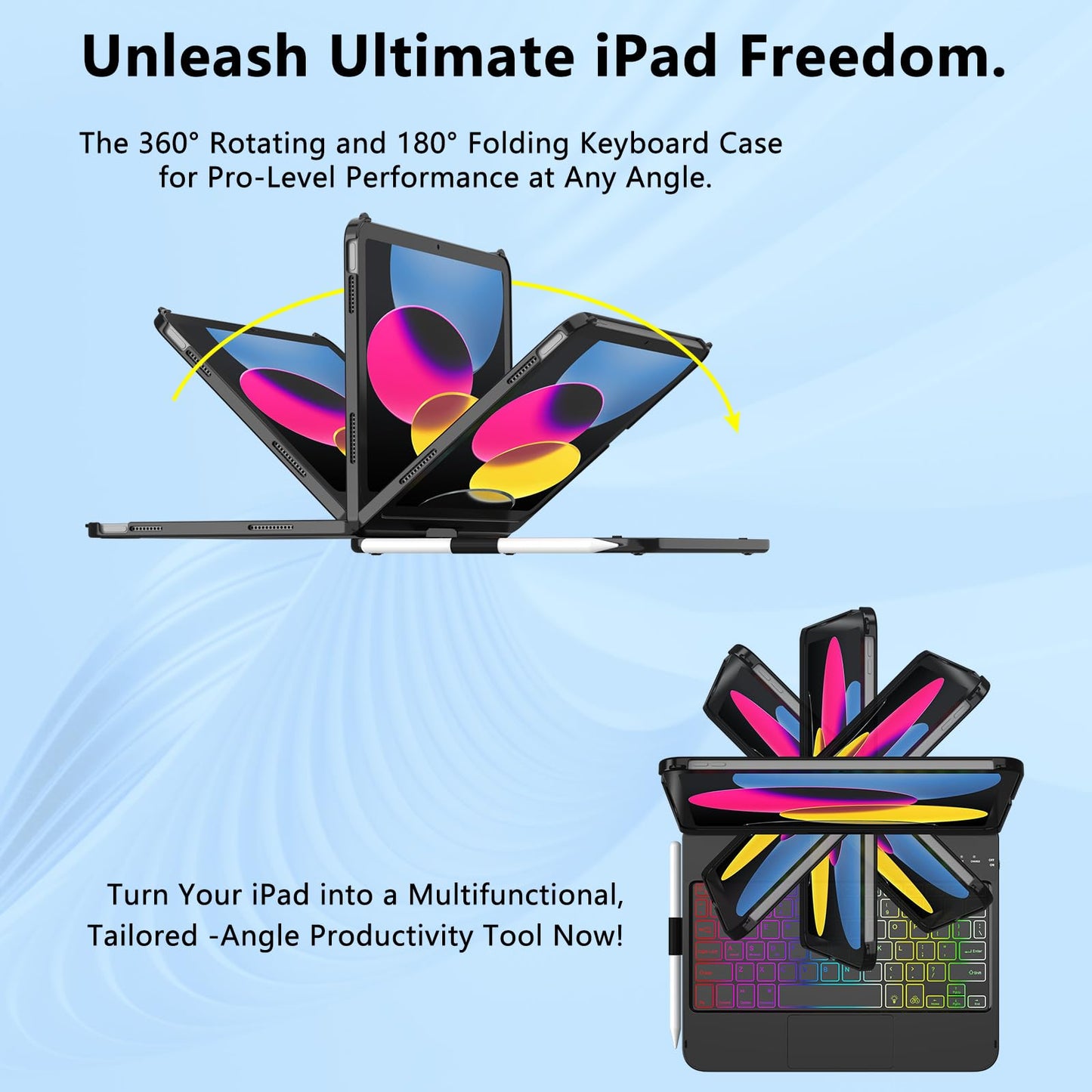Touch Keyboard Case for iPad A16 11th Generation/10th Generation 10.9 inch
