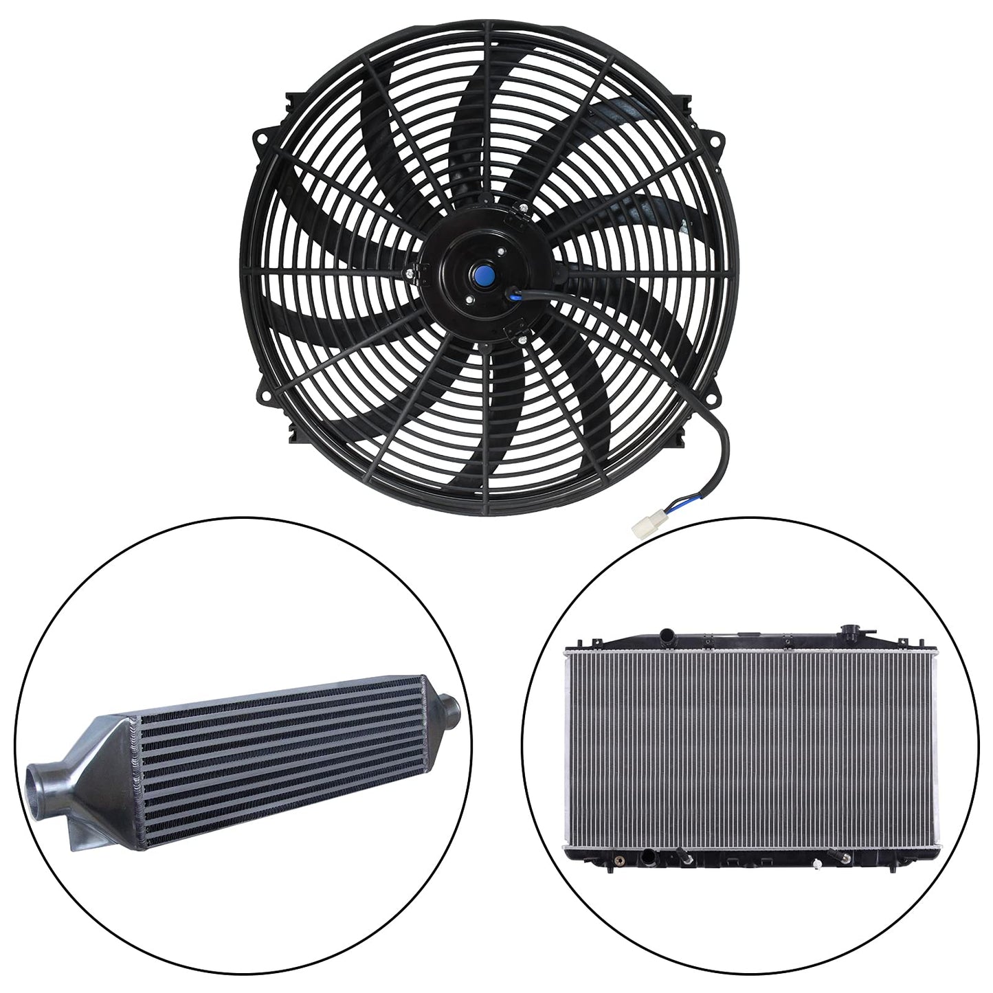 MuHize 16 Inch Radiator Cooling Fan 12V 120W Push/Pull Electric Fan Kit