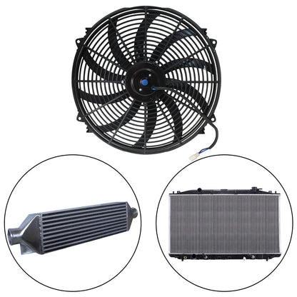 MuHize 16 Inch Radiator Cooling Fan 12V 120W Push/Pull Electric Fan Kit