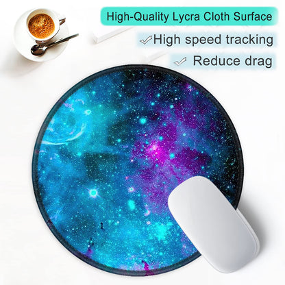 ITNRSIIET Round Mouse Pad with Stitched Edge Premium-Textured Waterproof Non-Slip Rubber Base Desktop Protection Mat Diameter 8.7 inches, Nebula Galaxy
