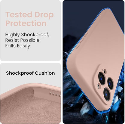 FireNova Designed for iPhone 15 Pro Case, Silicone Upgraded [Camera Protection] Phone Case with [2 Screen Protectors], Soft Anti-Scratch Microfiber Lining Inside, 6.1 inch, Pinksand