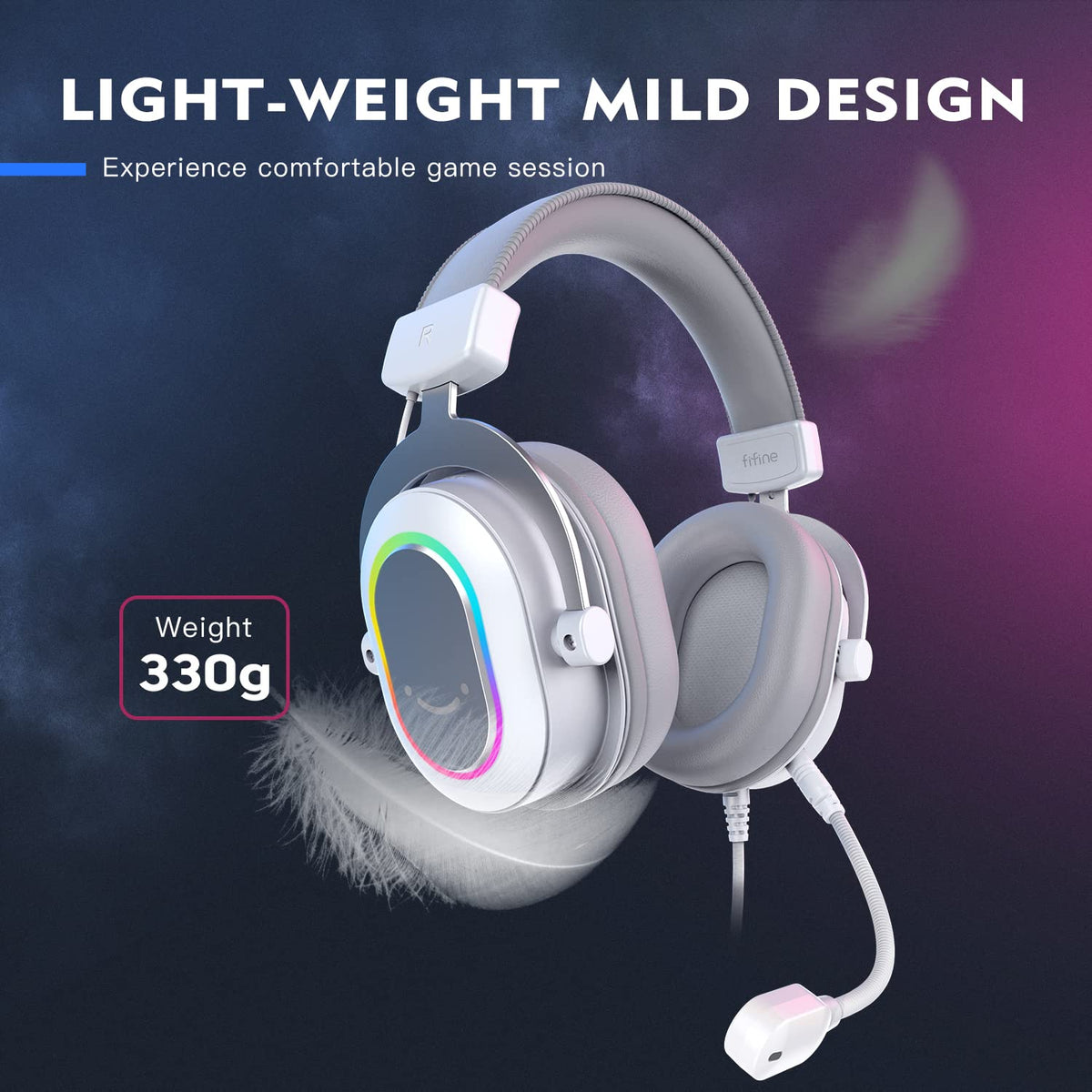 FIFINE H6W USB Gaming Headset,Wired Headphones with Mic for PC/Laptop/PS5