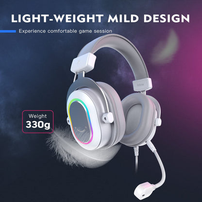 FIFINE H6W USB Gaming Headset,Wired Headphones with Mic for PC/Laptop/PS5