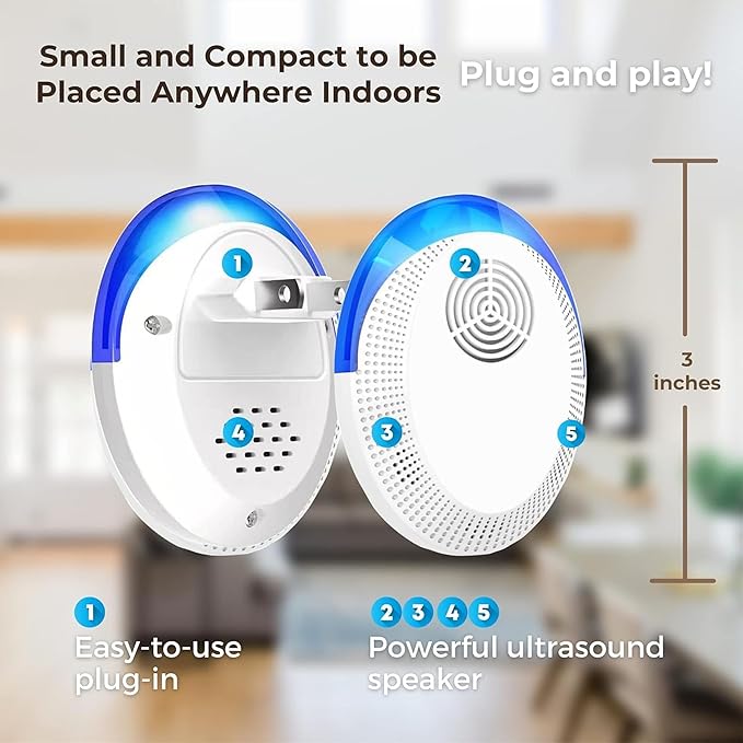 Ultrasonic Pest Repeller Mice Repellent Indoor Pest Repellent Ultrasonic Plug in, Mouse Deterrent, Pest Control for Spiders, Roaches, Insects (6 Pack)