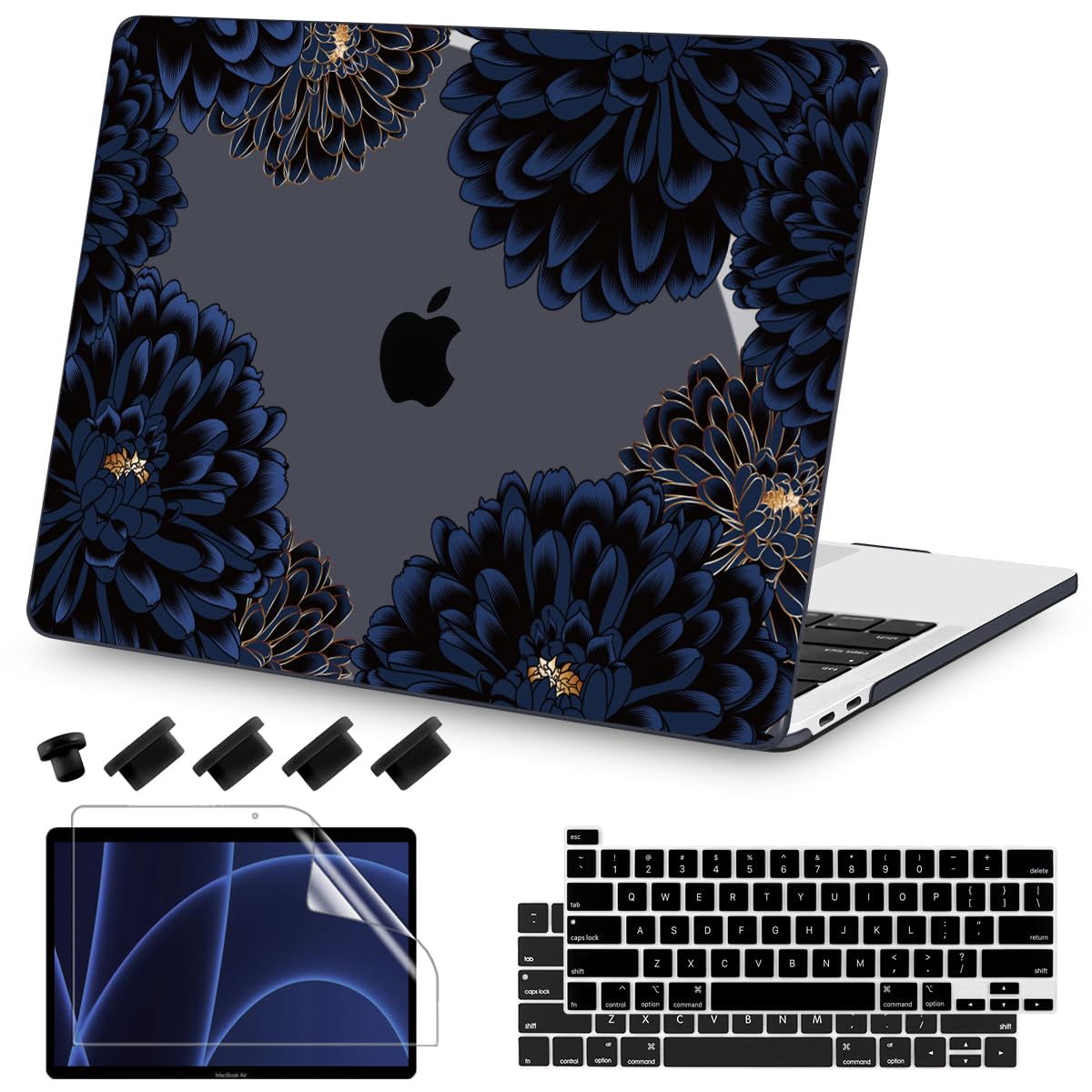 Teryeefi for MacBook Pro 13 inch Case M2 M1 2022 2020 2019-2016 Model A2338 A2289 A2251 A2159 A1989 A1706 with Touch Bar, Hard Shell Case & Keyboard Cover & Screen Protector, Green Leaf