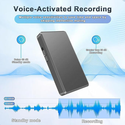 Voice Recorder - 64GB Mini Voice Recorder - Noise Cancellation Voice Activated Functionality, Rechargeable Audio Recorder with Earphone, Portable USB-C Recording Device for Work, Meetings, Interview