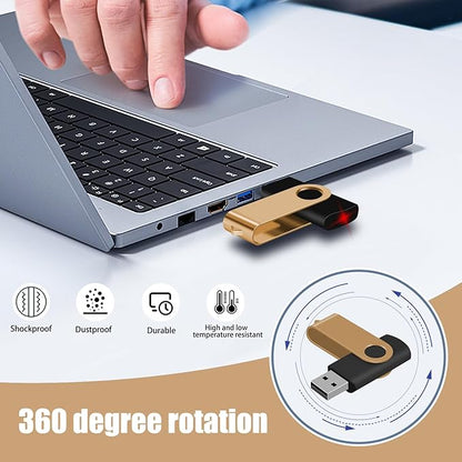 128MB 100-Pack USB Flash Drives Bulk EASTBULL USB 2.0 Thumb Drive,Gold