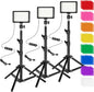 LED Photo Video Light 3-Pack, Ci-Fotto Dimmable 5600K USB LED Continuous Light Photography Light with Tripods and Color Filters for Photo Studios, YouTube, TikTok, Video Recording, Game Streaming