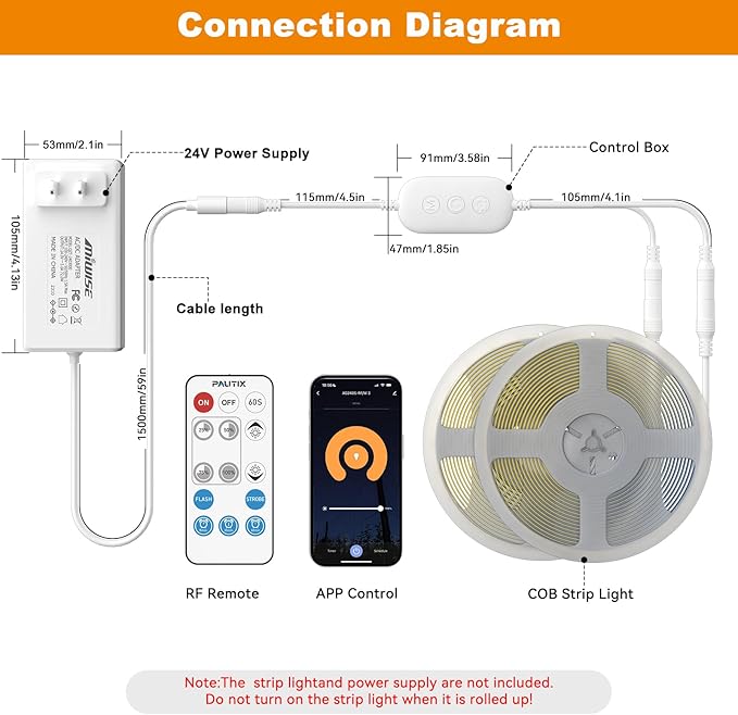 PAUTIX 2-Way RF WiFi Smart Remote Dimmer for Single Color LED Strip Lights,Work with Alexa and Google,14-Key Wireless Remote,DC 12-24V Controller for 3528/2835/5050/COB LED Strip Light(One to Two Way)