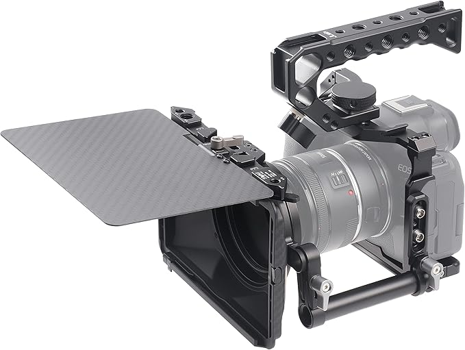 Hersmay EOS R6 II Camera Cage with Top Handle for Canon EOS R6 Mark II Mirrorless Camera Aluminum Alloy Film Movie Making Camera Video Cage with Shoe Mount