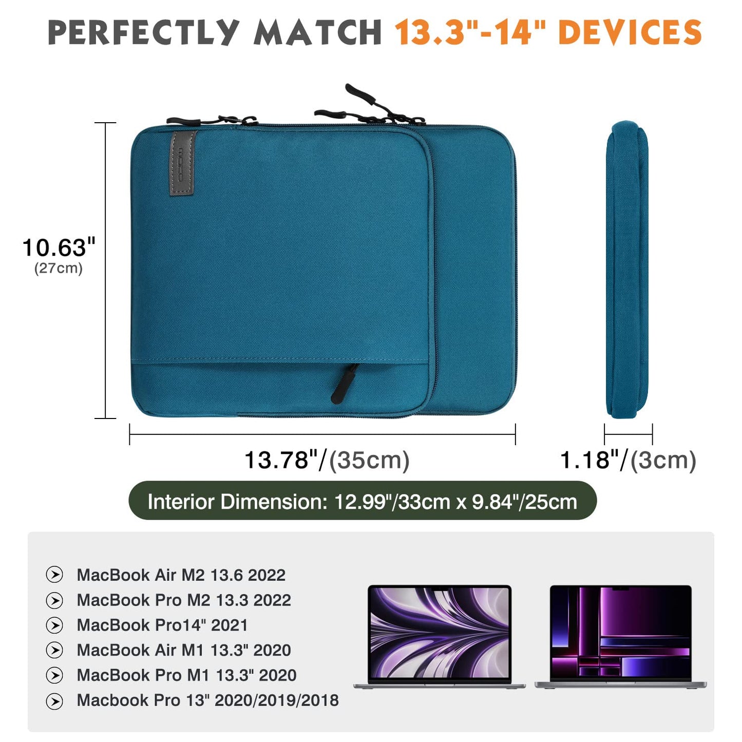 MoKo 13.3-14 Inch Laptop Sleeve Bag Carrying Case with Accessory Pocket