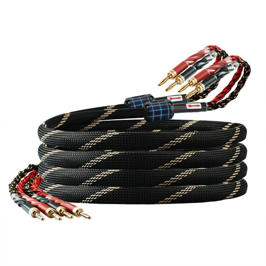 YYTCG 10 AWG 2Pack Speaker Cable with Banana Plugs for Audiophile 9.84ft/3m