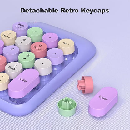 MOFII Wireless Number Pads - Purple Numeric Keypad 18 Keys USB 2.4G Round Keycap Colorful Extensions Keypads, Financial Accounting Portable Numpad 10 Key for Laptop/PC/Notebook/Surface Pro