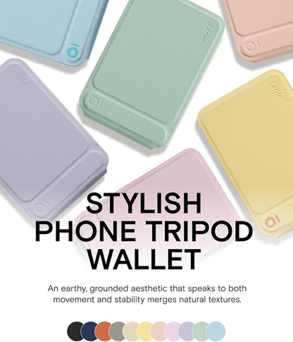 MOFT Phone Tripod Wallet for iPhone, Mulit-Angles, Lightweight Phone Stand, MOVAS Vegan Leather Magnetic Wallet, Strong Magnets, NFC Card Holder, Travel Essential, Soothing Mist (with Card Slot)