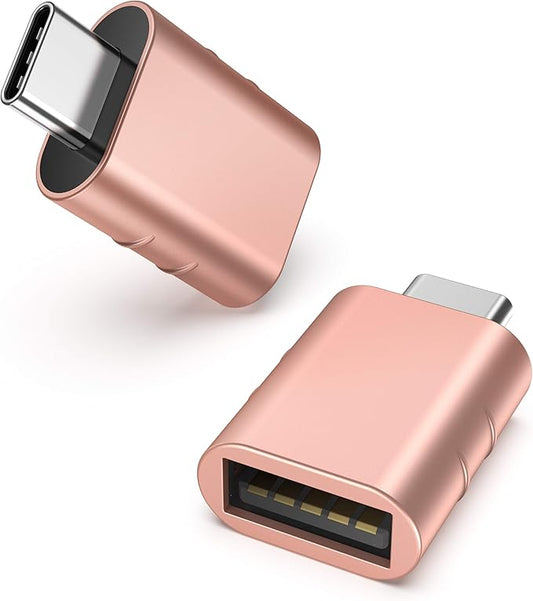 Syntech USB C to USB Adapter Pack of 2 USB C Male to USB3 Female Adapter Compatible with iPhone 17 Pro Max MacBook Pro Air 2024 iMac iPad mini Pro, Other Type C or Thunderbolt 5/4 Devices, Rose Gold