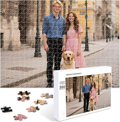 Custom Photo Puzzle – Personalized 500‑Piece Jigsaw Puzzle from Your Photos – Unique Custom Gift for Adults, Families, Weddings, Couples, Anniversaries, and Cartoons(500-horizontal)