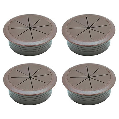Desk Grommet 2-1/16" (53 mm), Desk Hole Cover for Cables Coffee, Cable Grommet ABS Plastic, Desk Hole Grommet for Office and Home Table Cable, Detachable & Flexible Cable Cord Organizer-4 Pcs