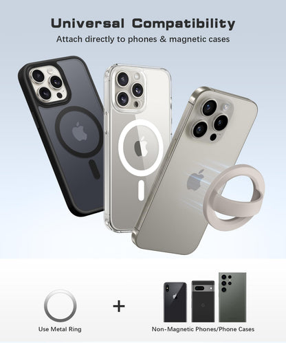 GONEZ Magnetic Phone Grip Compatible with MagSafe, Removable Silicone Loop Grip, Phone Ring Holder for Back of Phone for iPhone 17/16/15/14/13/12 Series, Stone