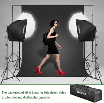 Photography Lighting kit with Backdrops, 8.5x10ft Backdrop Stands, Zyernar LED Bulbs Umbrella Softbox Continuous Lighting, Photo Studio Equipment for Video Shoot