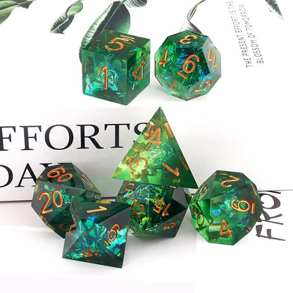 Haxtec Sharp Dice Resin DND Dice Set Polyhedral D&D Dice for Roleplaying Dice Games Compatible with Dungeons and Dragons Gifts