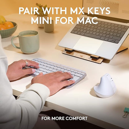 Logitech Lift for Mac Wireless Vertical Ergonomic Mouse, Bluetooth, Quiet Clicks, Silent Smartwheel, 4 Customizable Buttons, for macOS/iPadOS/MacBook Pro/Macbook Air/iMac/iPad - Off White