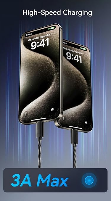 [1ft 2-Pack] Black USB C Cable for iPhone 16 Charger MFi Certified Woven USB-A to USB-C Cable Fast Charging for Apple 16 Pro Max/16/15 Pro Max/16Plus/15Pro/AirPods Pro, Car CarPlay USBC Cord Wire