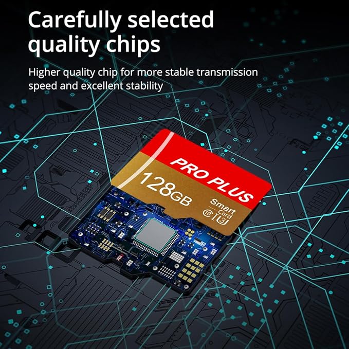 2 Pack TF Card 128GB with Adapter, High Speed Memory Card, UHS-I C10 A1 Memory TF Card for Tablet/Mobile Phone/Camera/Car Audio/Game Console (TF162 Red Gold 128GB)