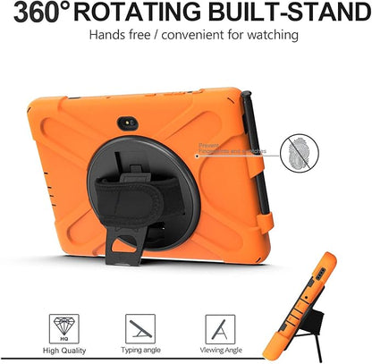 Rantice Case for Samsung Galaxy Tab Active5 PRO /Active4PRO /Active PRO 10.1, Shockproof Drop Protection Case with 360 Stand, Hand Strap & Shoulder Strap for SM-X350/X356B/T540/T547/T630/T638(Orange)