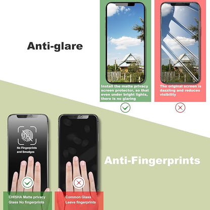 (2-Pack Matte Privacy Anti-Spy Screen Protector for iPhone X/XS/11 Pro (5.8-Inch),9H Tempered Glass,Anti-Glare,Full Coverage,Anti-Fingerprint,Auto Dust Removal,Bubble-Free