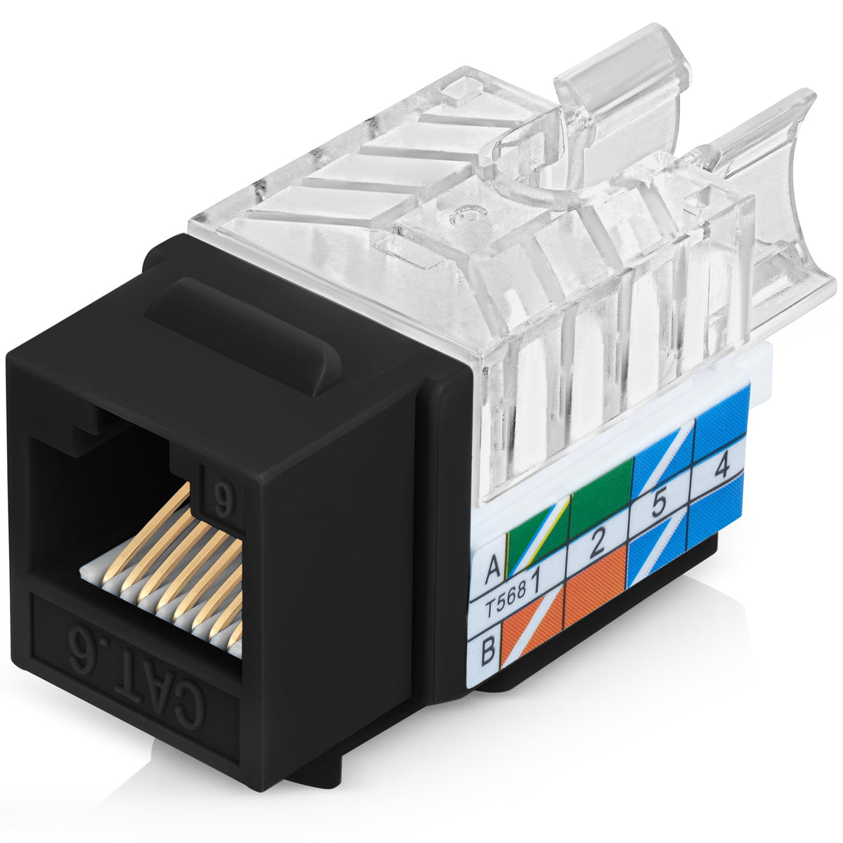Everest 45 Degree RJ45 Cat6 Keystone Jacks Slim Profile 20-Pack Orange