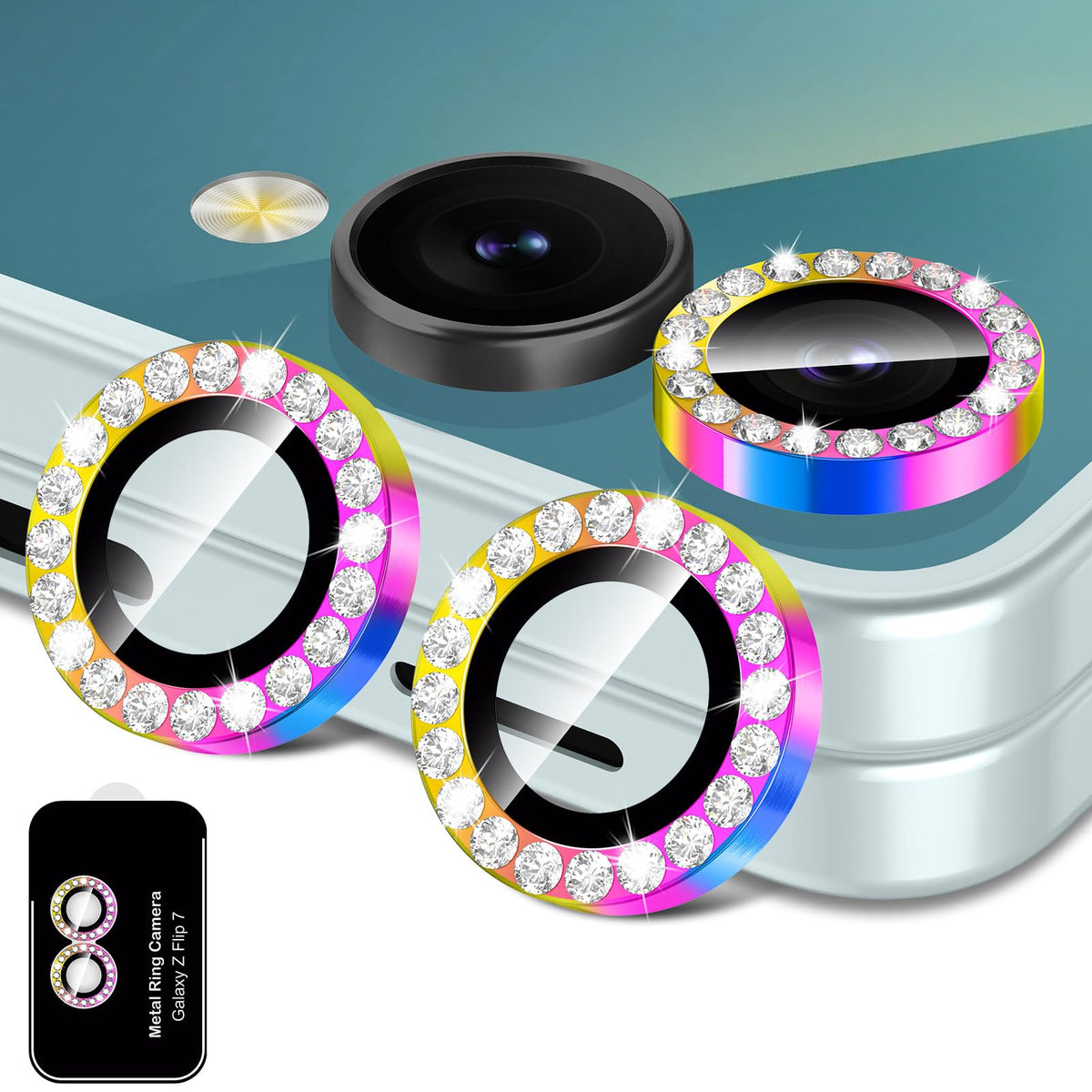 Avocase for Samsung Galaxy A36/A56 Camera Lens Protector, Individual Metal Ring Tempered Glass Lens Cover, [Strong Adsorption] Scratch Resistant Ultra-Thin HD Clear Lens Cover, 1 Set-Black