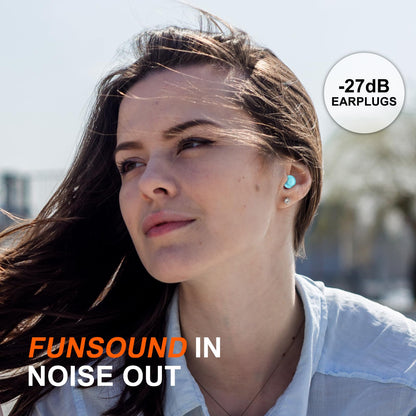 Ear Plugs for Sleeping Noise Reduction Reuseable, Concerts, Focus, Travel, Work, High Fidelity – 7 Pairs Eartips – Flexible Soft – Touch – NRR of 24 and 27 dB Noise Cancelling (Blue)