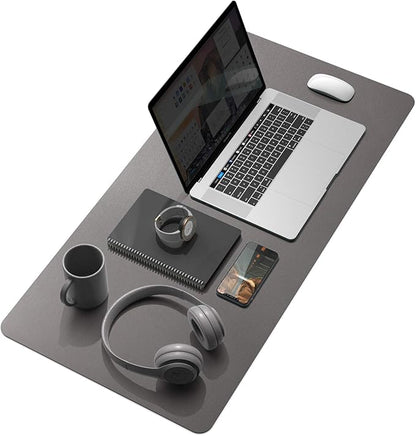 YSAGi Desk Pad, Dual-Sided Desk Mat, 31.5" x 15.7" Laptop Leather Desk Pad Protector, Large Leather Desk Blotter, Waterproof Desk Writing Pad for Office and Home (Dark Grey, 31.5" x 15.7")