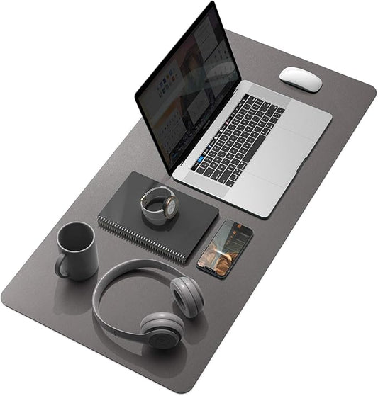 YSAGi Desk Mat, Dual-Sided Desk Pad, 31.5" x 15.7" Laptop Leather Desk Pad Protector, Large Leather Desk Blotter for Keyboard and Mouse, Waterproof Desk Writing Pad (Dark Grey, 31.5" x 15.7")