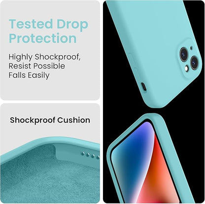 FireNova Designed for iPhone 13 Case, Silicone Upgraded [Camera Protection] Phone Case with [2 Screen Protectors], Soft Anti-Scratch Microfiber Lining Inside, 6.1 inch, Sea Blue